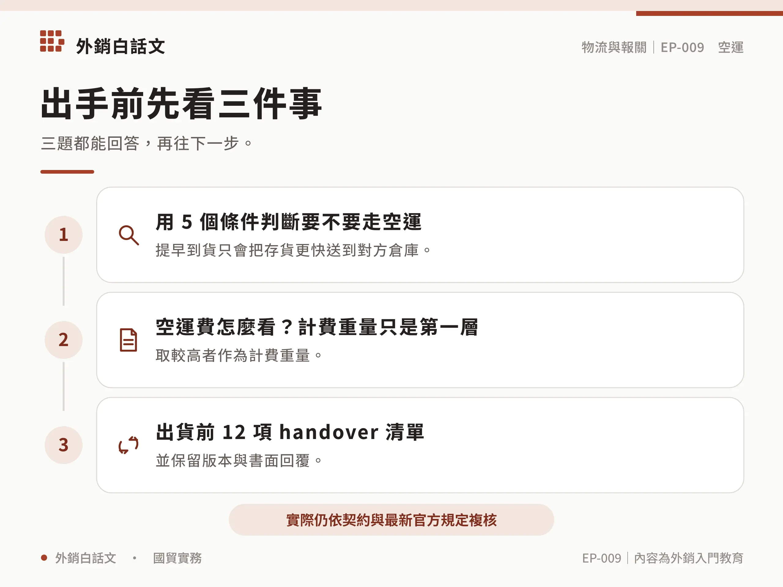 空運報價與附加費用核對清單