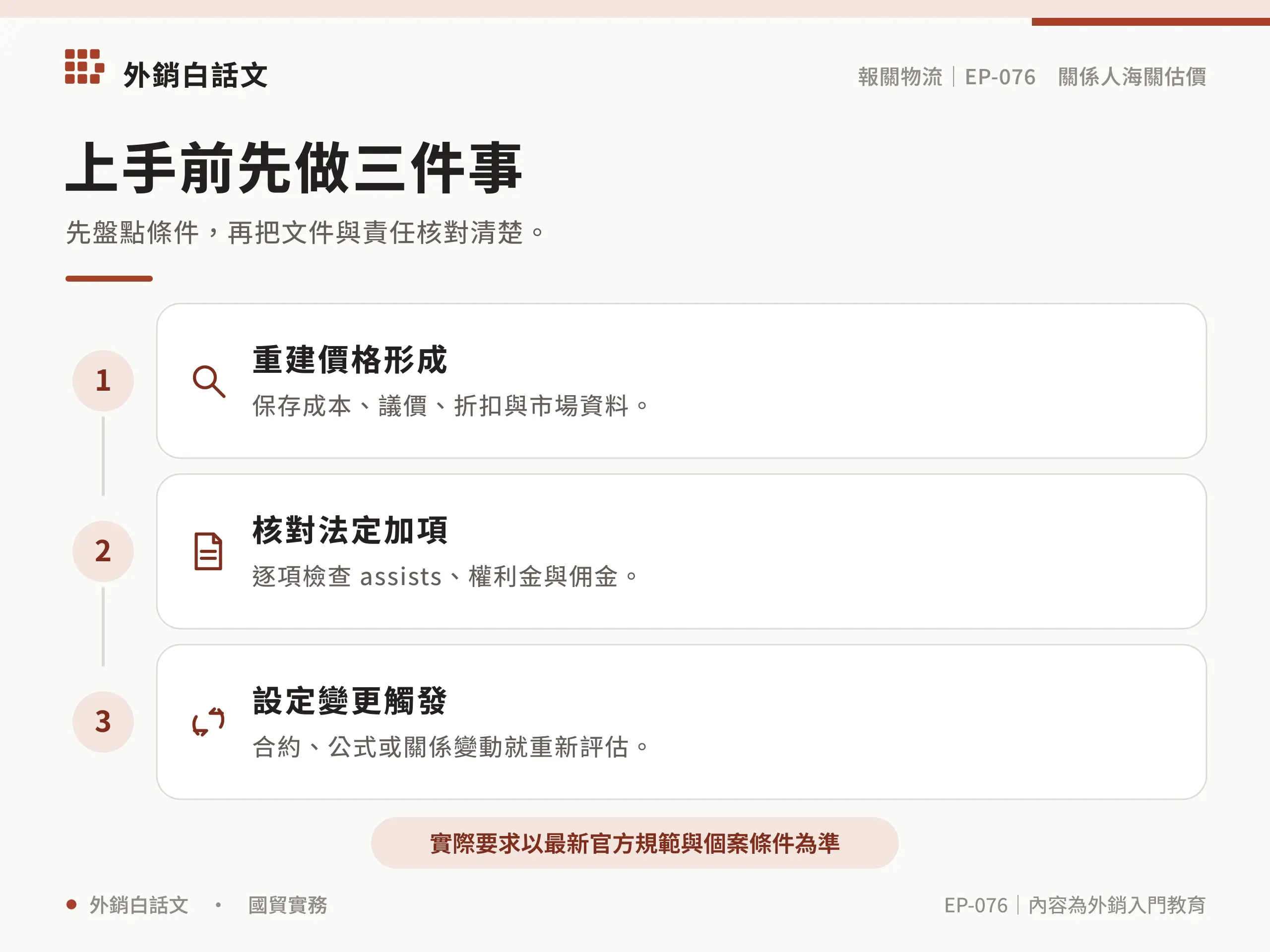 關係人交易 海關估價上手檢查表資訊圖，對應〈關係人交易如何做海關估價？交易價格與證據準備〉