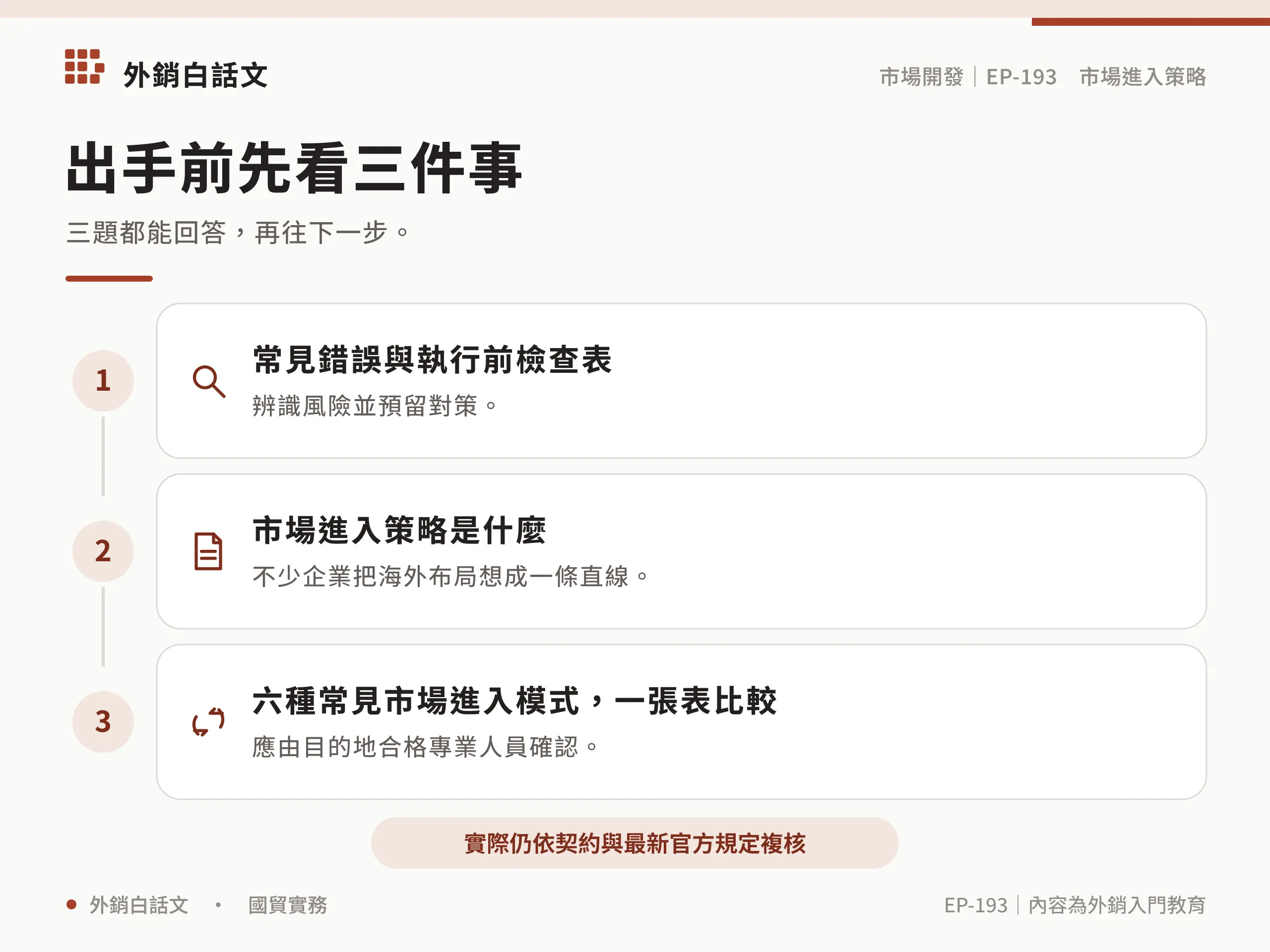市場進入策略實作檢查清單