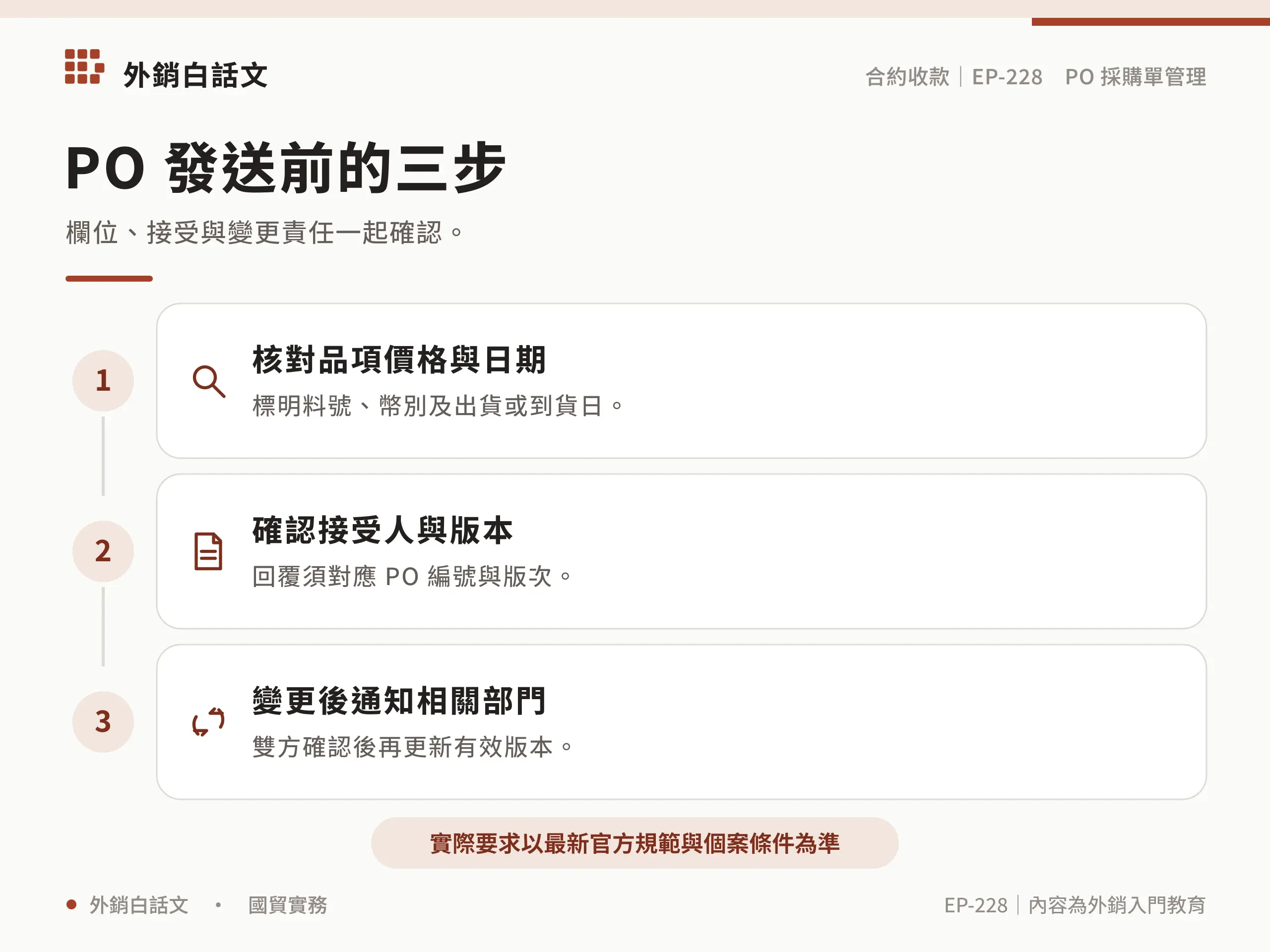 PO 發送前的三步