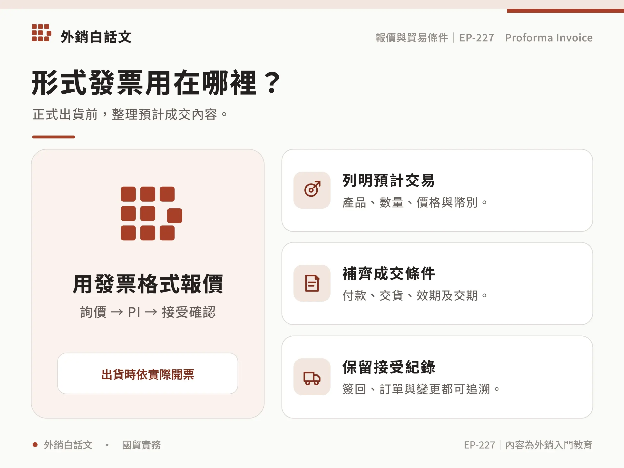 Proforma Invoice 是什麼？形式發票欄位與用途：核心責任與流程