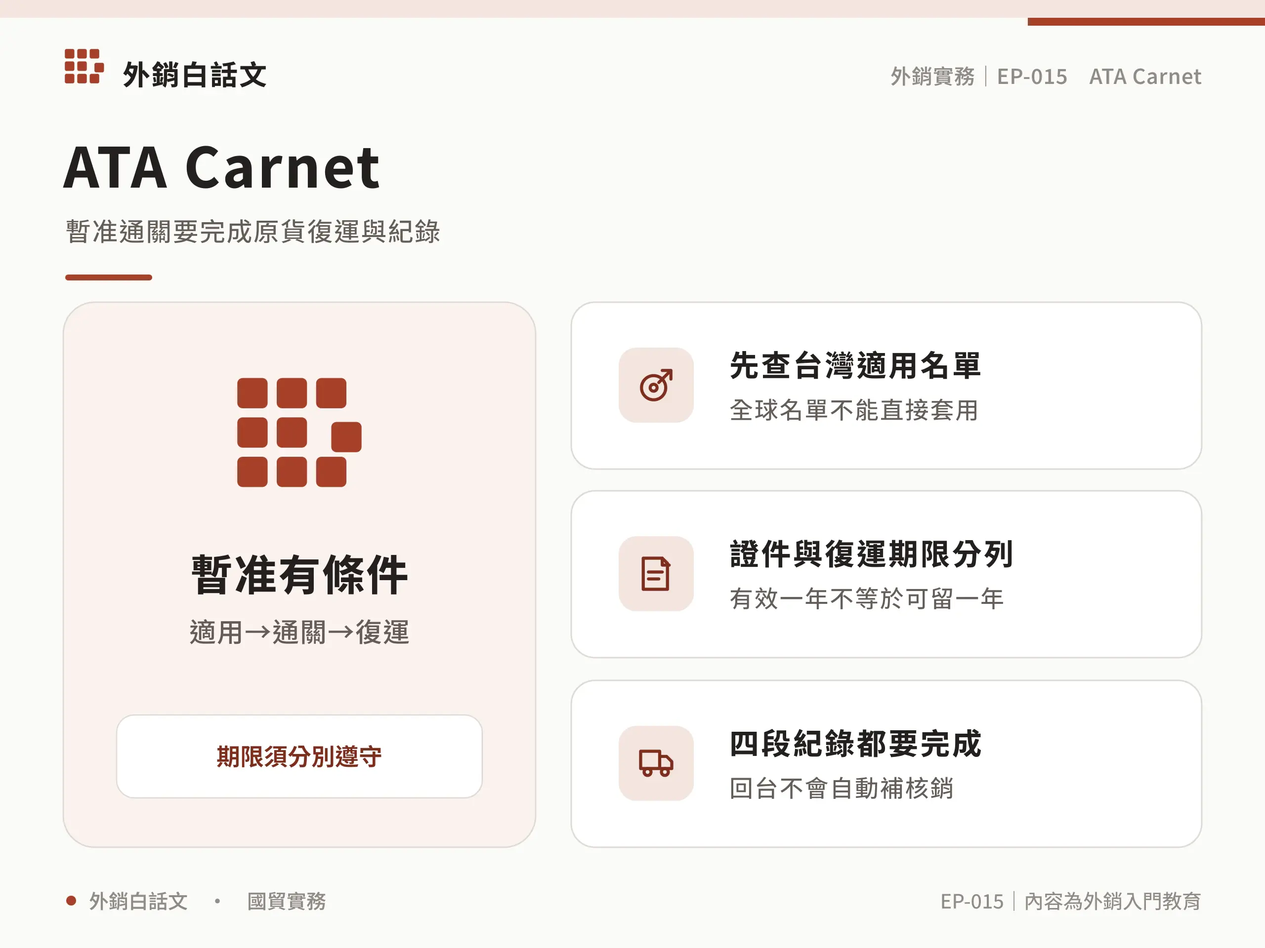 暫准有條件：先查台灣適用名單，全球名單不能直接套用；證件與復運期限分列，有效一年不等於可留一年；四段紀錄都要完成，回台不會自動補核銷